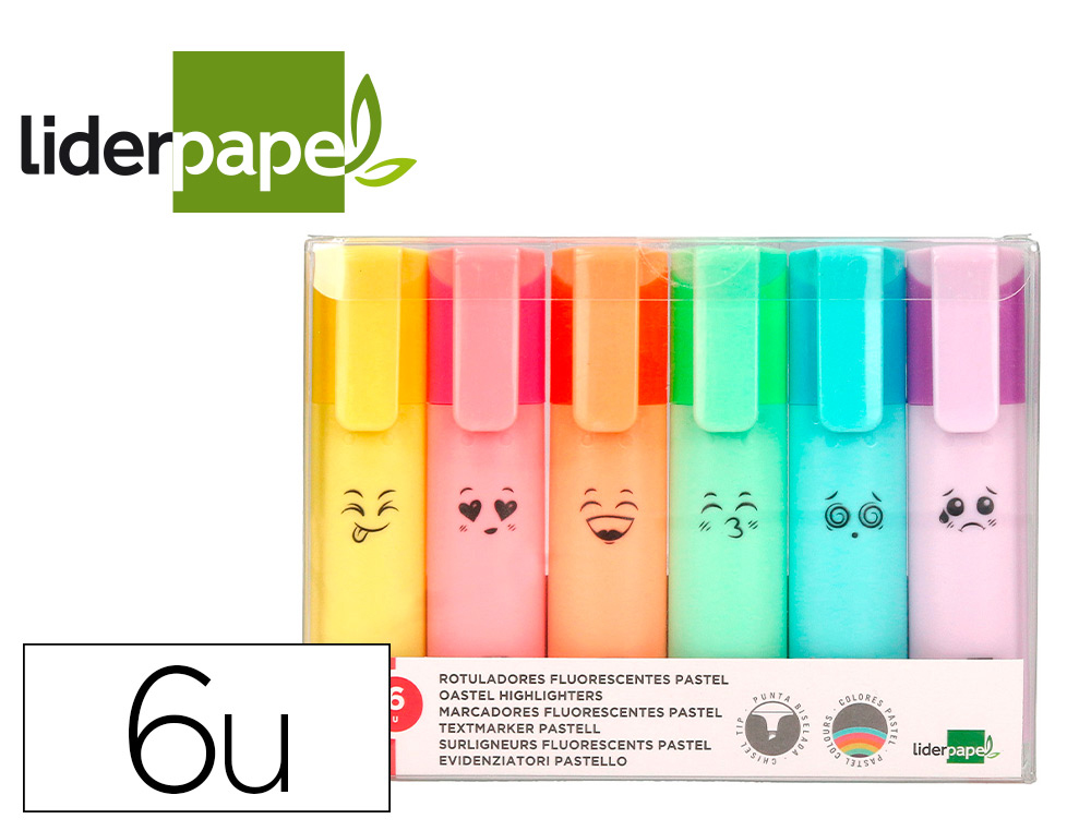 [RT21] Marcador fluorescente 6uds pastel colores surtidos Liderpapel