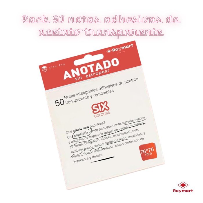 [AB-1340] Notas adhesivas 76X76 transparentes 50h