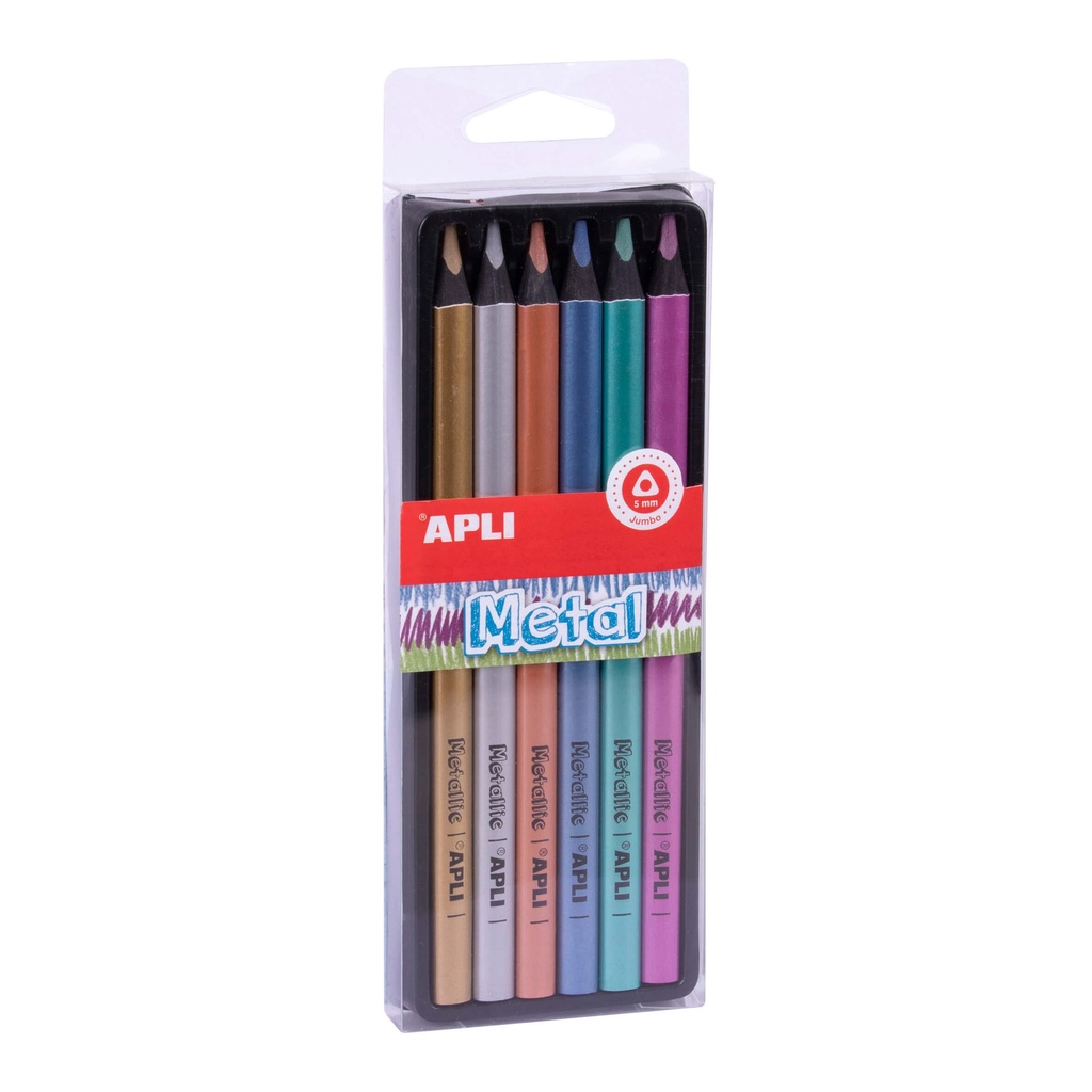 [18061] Lapices Jumbo  triangular colores metálicos 6uds Apli