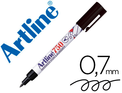 [EK-750 N]  Rotulador artline marcador permanente lavable para textil ek-750 negro punta redonda 0,7mm. Artiline