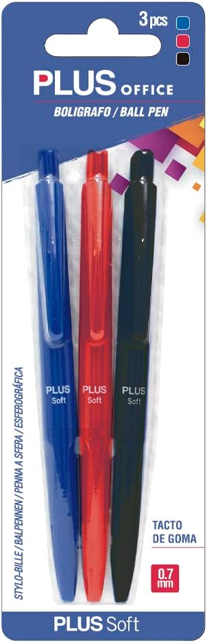 [080907] Boligrafo Plus Soft 3uds tinta fluida viscosa