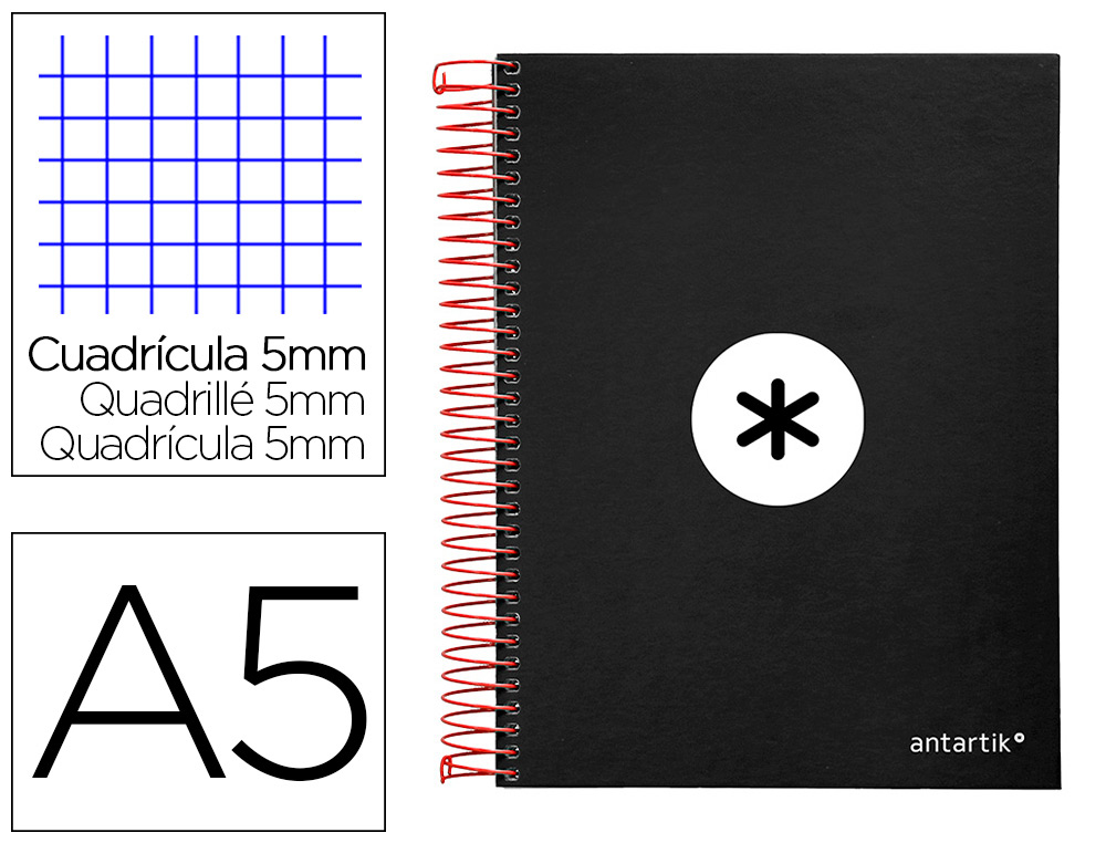 Cuaderno espiral 5x5 A5 90g 120h 5B T/D 6T Antartik