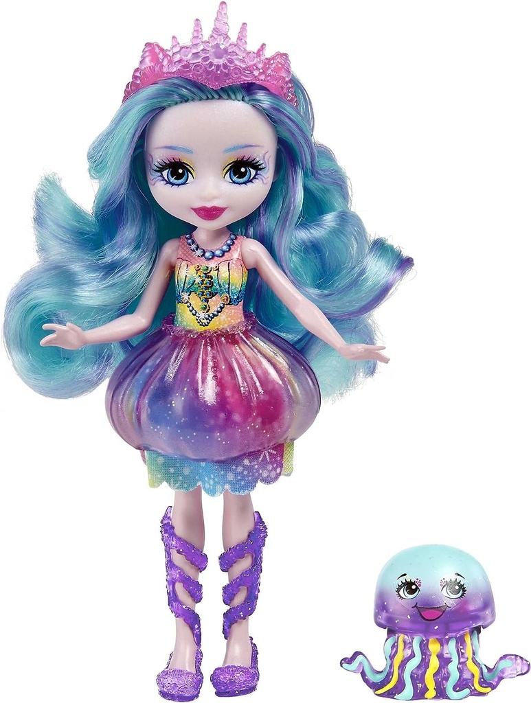 [HFF34] Royal Enchantimals Ocean Kingdom Muñeca Jelanie Jellyfish con mascota medusa