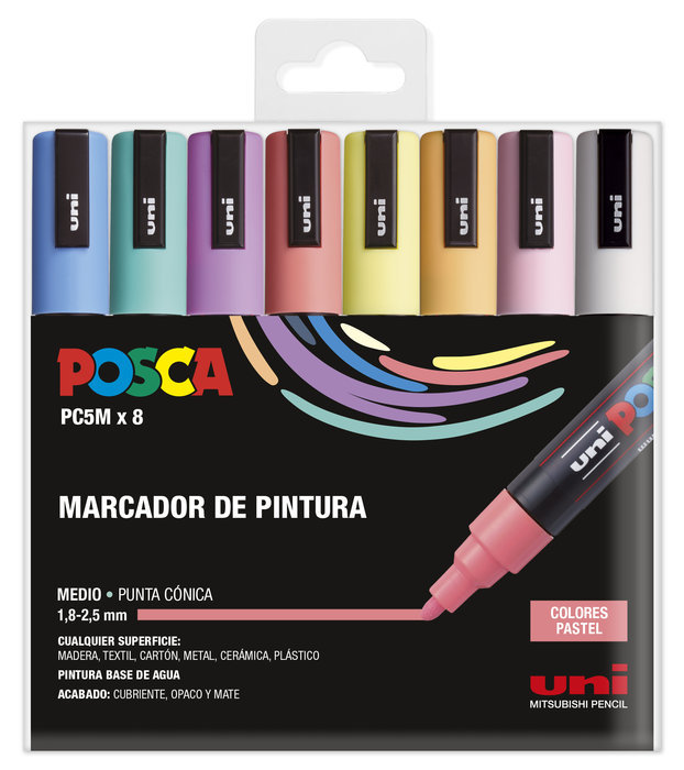 [182634810] Marcador PC5M 1.8-2.5mm 8uds pastel Posca