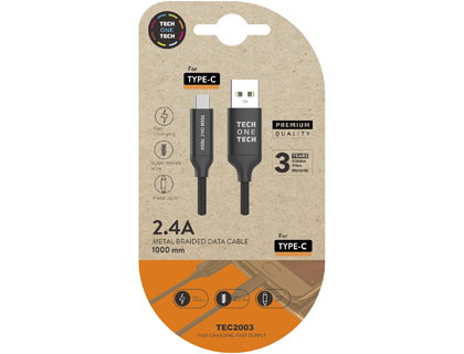 [TEC2003] Cable USB 2.0 B-M a 3.1 C-M tipo C 1.0m negro TECH ONE TECH