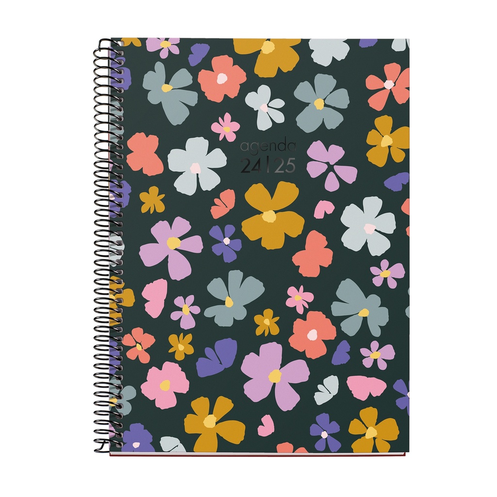 [MR34159] Agenda 18 meses Plus 155X213 S/V FLOWERY 2024-2025 MR