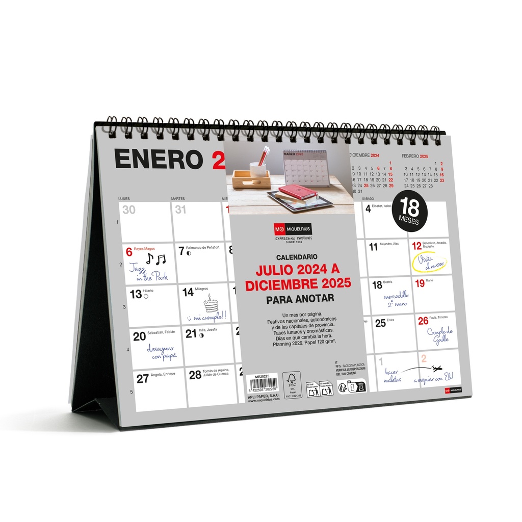 [MR28225] Calendario 18 meses SOBREM.A5 P/ESCR.BASIC 2024-2025 MR