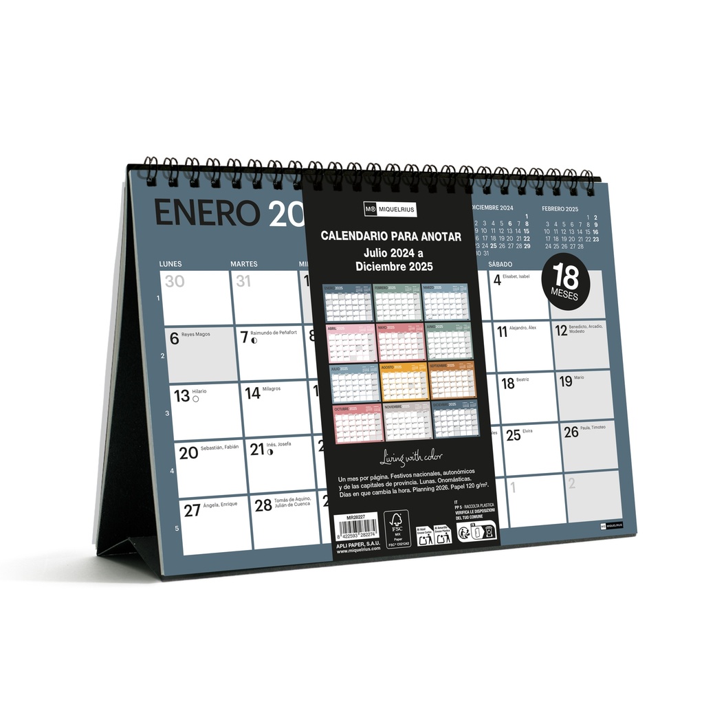 [MR28227] Calendario 18 meses SOBREM.A5 P/ESCR.CHROMAT 2024-2025 MR