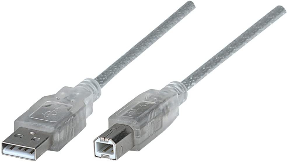 Cable USB 2.0 AM/BM 1,8m. Manhattan plata