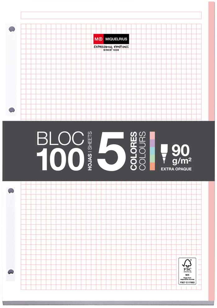 [MR9012] Recambio 5x5 A4 90gr 100h 4t 5b pastel Miquelrius