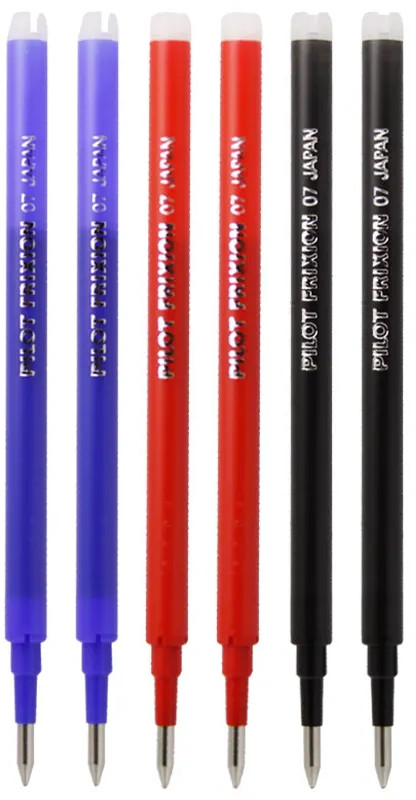 [packfrixion6_1] Recambio boligrafo Frixion borrable pack 6uds (2 azules, 2  negro, 2 rojo)