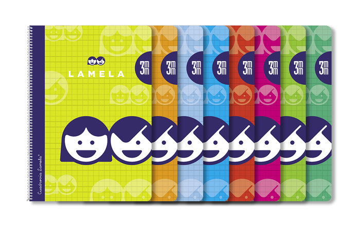[8412855161294] Cuadernos espiral 3X3 Fº cuadrovia T/B colores surtidos Lamela