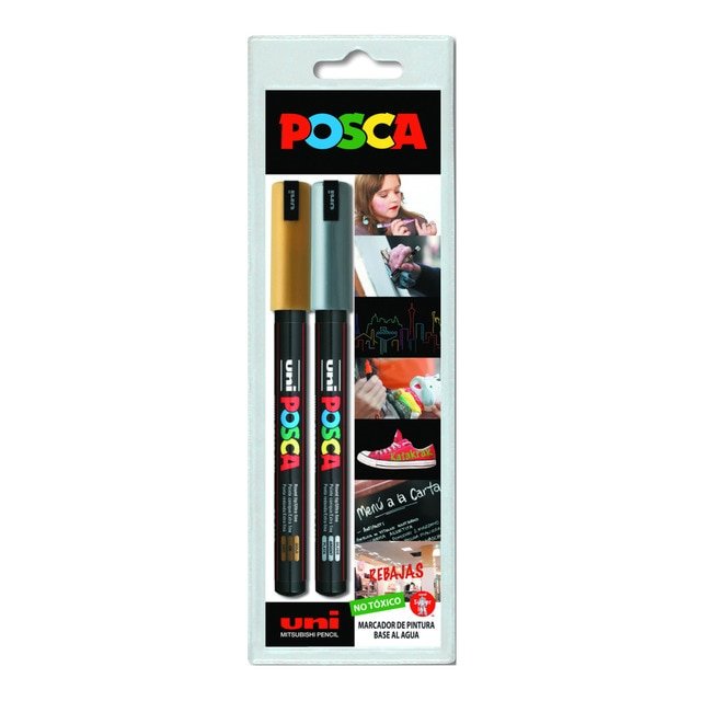 [182634185] Marcador PC1MR 2uds Oro, Plata Posca