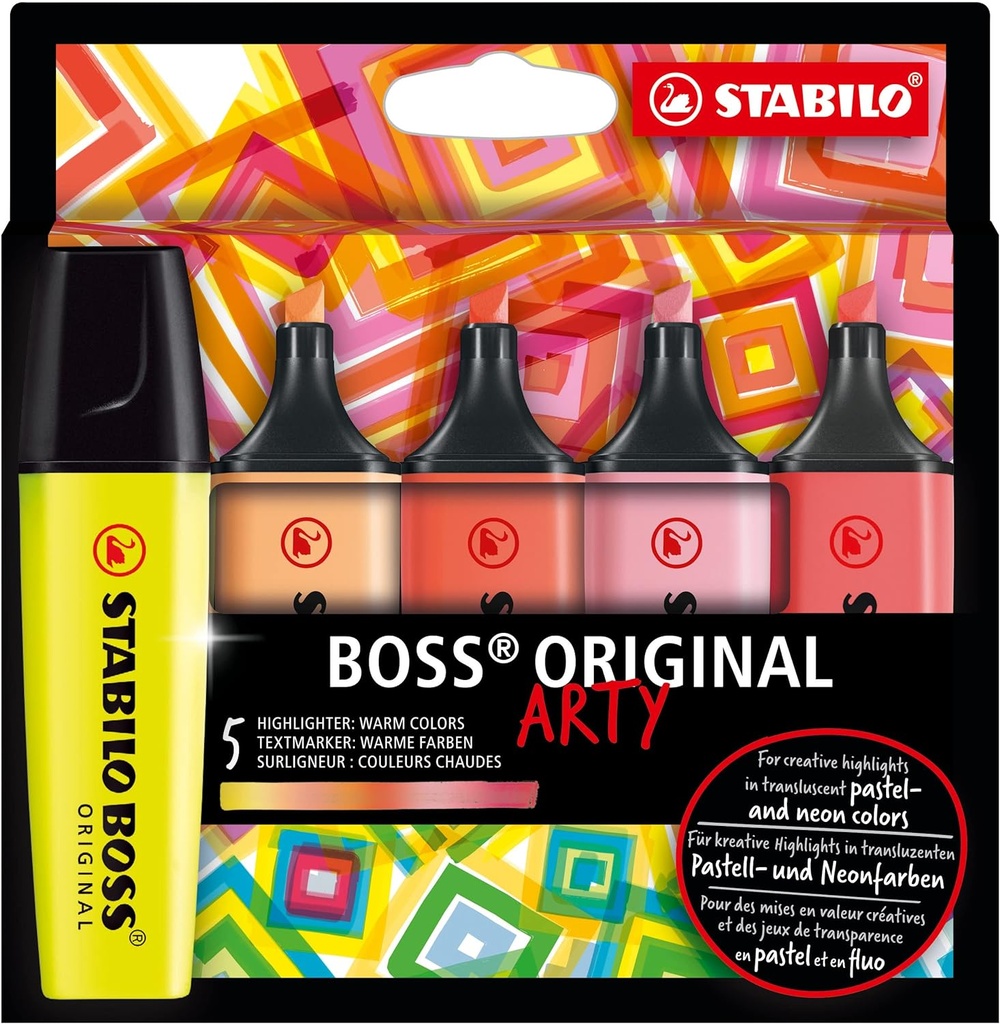 [70/5-02-1-20] Marcador fluorescente Boss 5uds Arty line colores calidos Stabilo