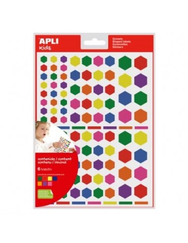 [18768] Gomets hexagonal removibles multicolor 6h Apli
