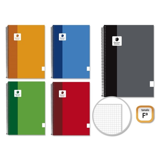 [319706] Cuaderno espiral 4X4 Fº 90g 80h T/E C/M Golden