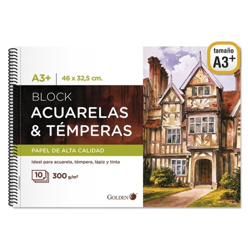 [331268] Bloc dibujo acuarela y acuarela A3+ 300g 10h Golden
