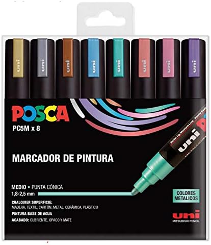 [182634680] Marcador PC5M 1.8-2.5mm 8uds metálicos Posca