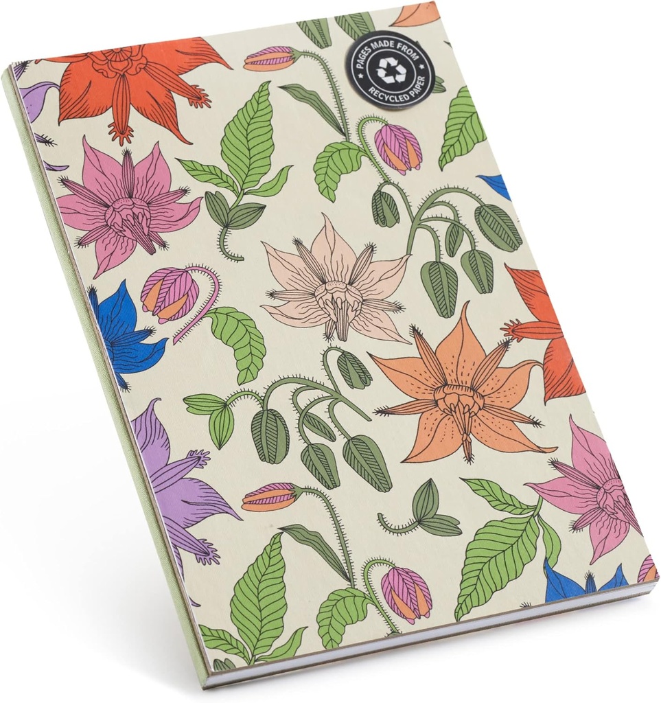 [Mr8181] Cuaderno A5 100h 70gr. puntos Reciclado Flowers Vintage Lily MiquelriusQ