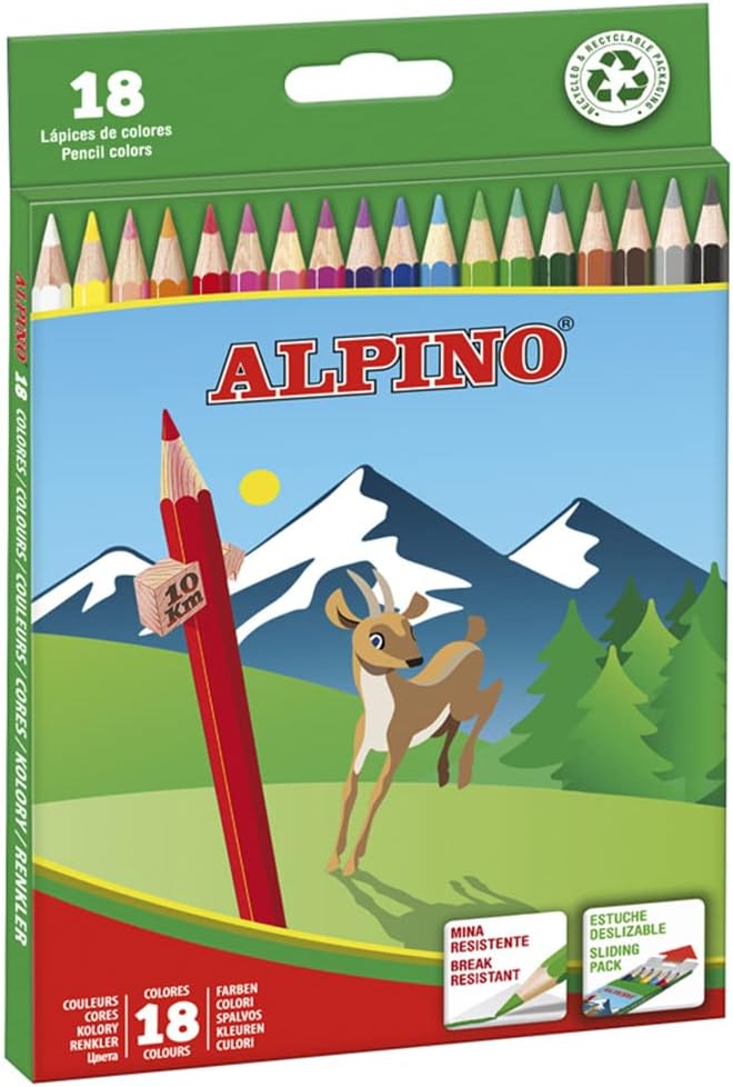 [AL010656] Lapices colores 18uds largos alpino