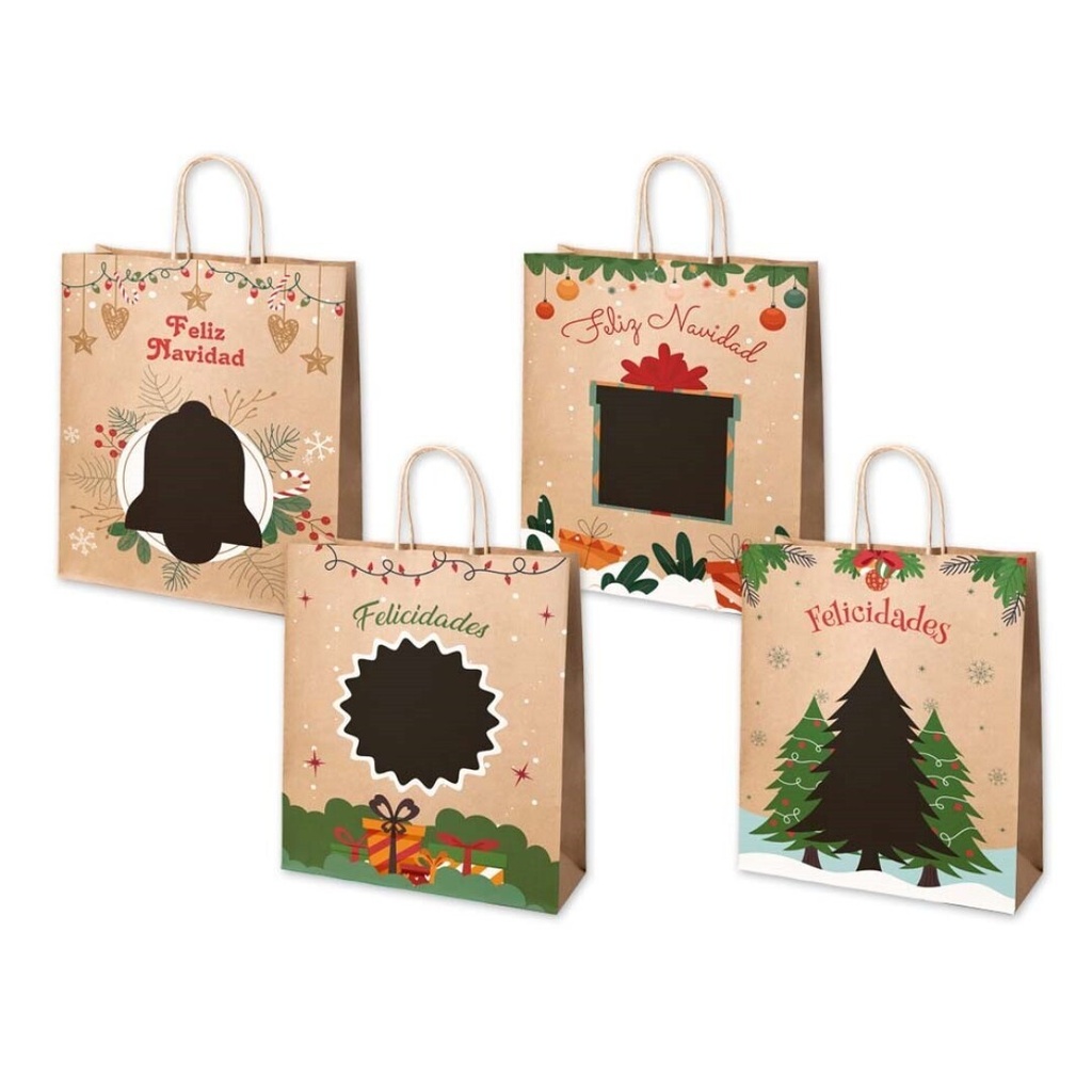 [331612] Bolsa regalo navidad 23x33x1cm kraft 200g Poessa