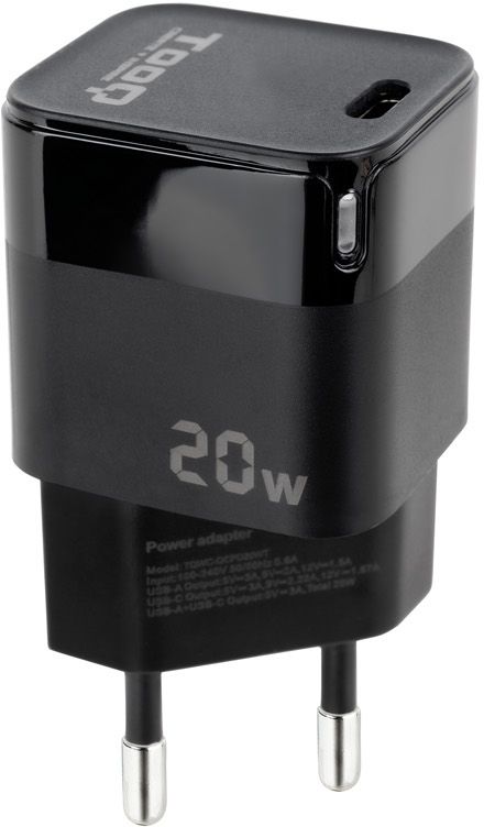 [TQWC-PD20] Cargador rápido USB tipo C 20W negro Tooq