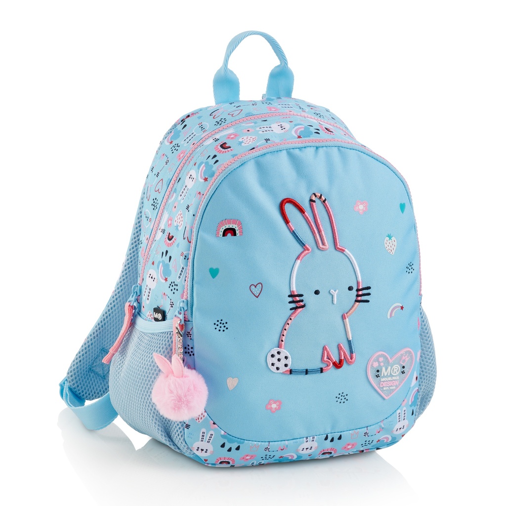 [MR19425] Mochila Escolar Infantil, Doble Compartimento, Bolsillos Laterales, Fabricada con Botellas recicladas, Capacidad 7 litros, Ligera y Resistente, Cierre Cremallera, Incluye Llavero Miquelrius