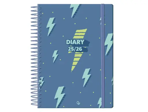Agenda escolar 25-26 espiral patterns rayos semana vista A6 bilingüe papel FSC 80gr Liderpapel
