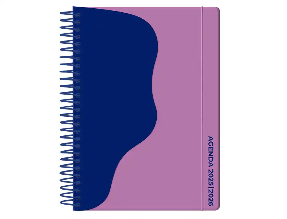  Agenda escolar 25-26 espiral waves semana vista A5 bilingüe papel FSC 80gr Liderpapel