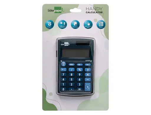 Calculadora sobremesa 8 dígitos solar y pilas 127x105x24mm Liderpapel