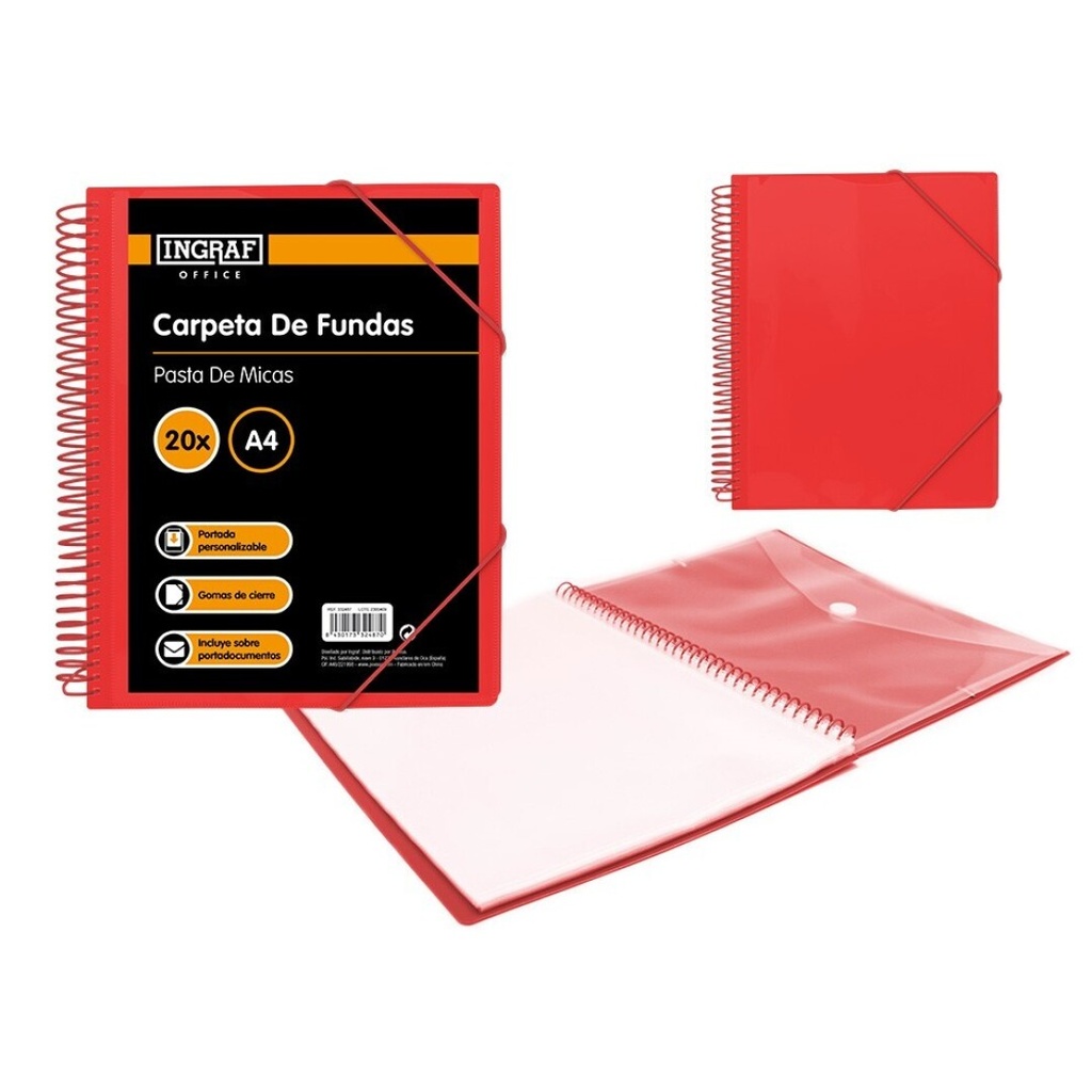 Carpeta espiral 20 fundas A4 personalizable con sobre Ingraf