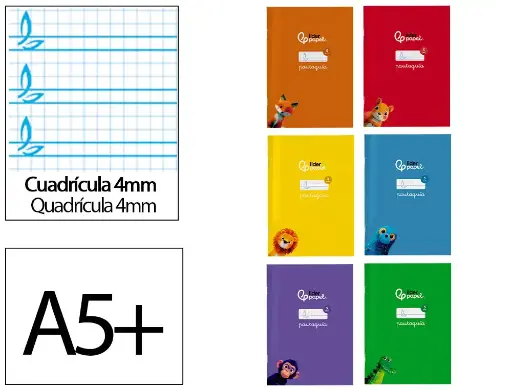 [LB36] Libreta 4X4 pautaguia A5+ 75g 32h T/P colores surtidos Liderpapel