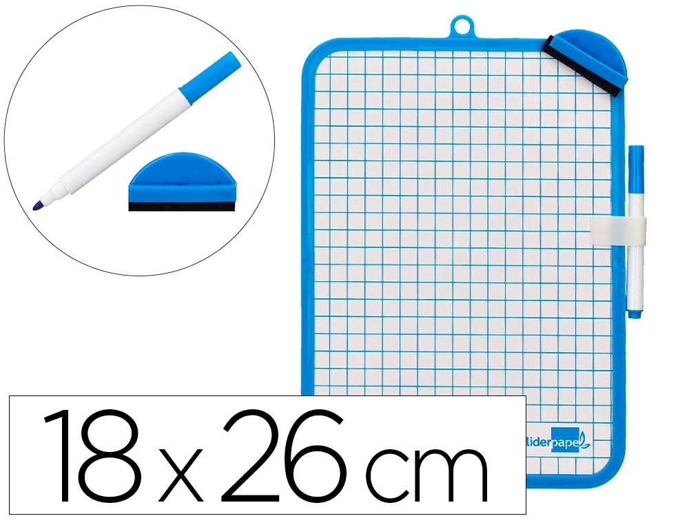 [PZ17] Pizarra blanca 18x26cm con borrador y rotulador Liderpapel 