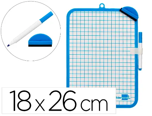 [PZ17] Pizarra blanca 18x26cm con borrador y rotulador Liderpapel 