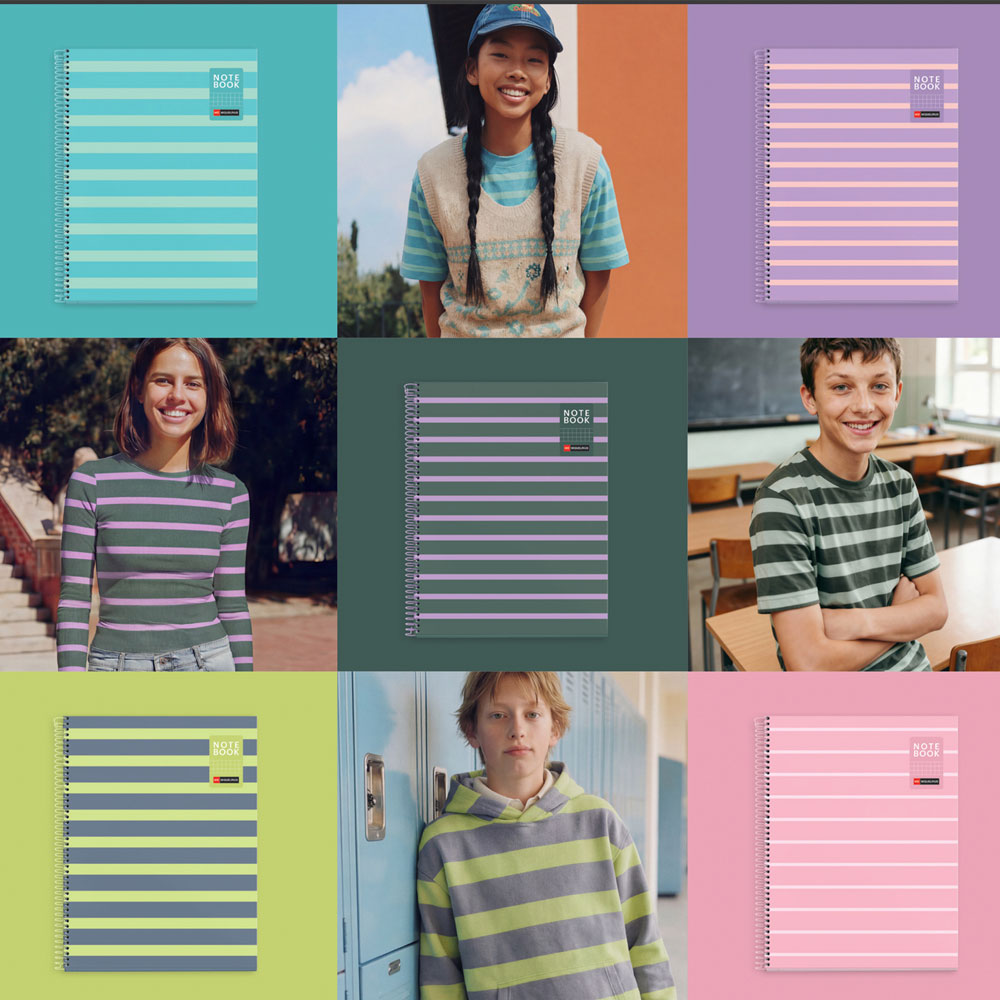 Cuaderno espiral 5X5 A4 90g 80h 1B T/D 4T microperforado Between The Lines Miquelrius