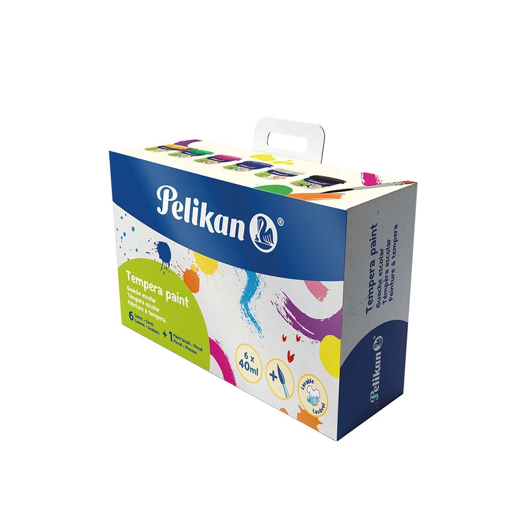 [400204693] Tempera escolar 40ml 6 colores + pincel Pelikan