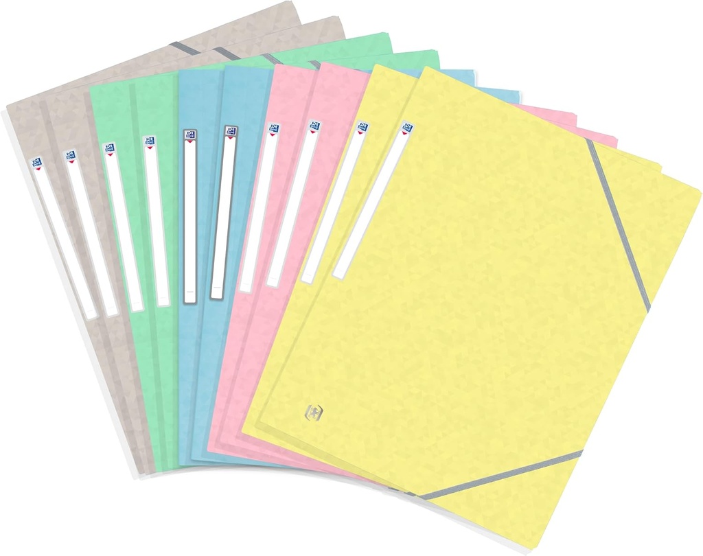 [400117805] Carpeta Gomas A4+ 3 solapas cartulina Top File colores surtidos pastel Oxford