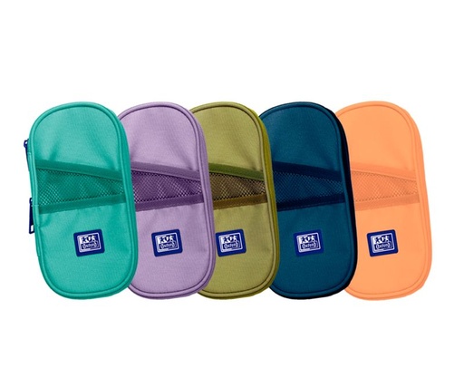 Estuche portatodo ovalado con goma elástica, material reciclado RPET B-Max Oxford