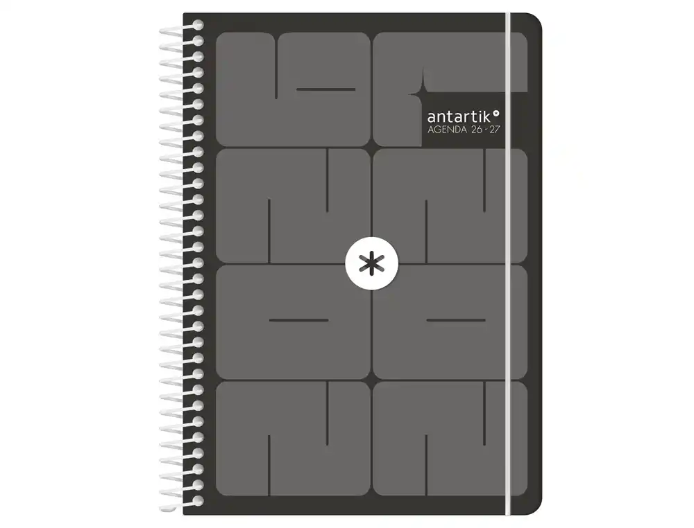 [LP785-174880] AGENDA ESCOLAR ANTARTIK 26-27 ESPIRAL ESSENTIALS DIA PAGINA A5+ BILINGUE 80G PAPEL FSC NEGRO