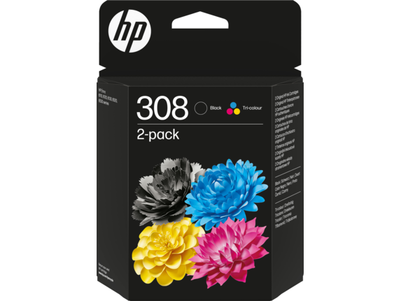[6L6S6UE#LS1] Tinta HP 308 original 6L6S6UE pack negro tricolor