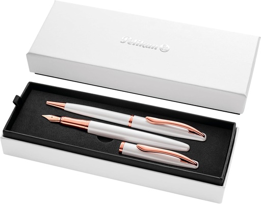 Set de Bolígrafo y Pluma Estilográfica Jazz Nobel Elegance, Diseño Moderno y Sofisticado, Tinta Azul, Con Clip Elástico y Elegante Caja de Regalo Pelikan