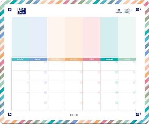 [400185985] Planificador Semanal/Mensual Magnético con 3 Rotuladores y Set de Imanes, Colección Colorblock Oxford