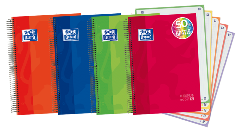 [100430279] Cuaderno espiral 5x5 A4 90g 120h 5B T/E 4T microperforado colores vivos Oxford