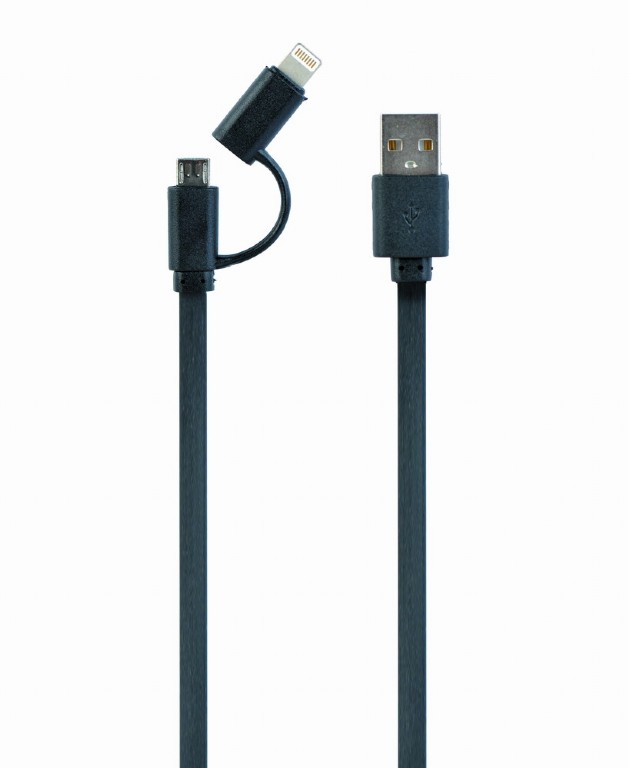 [CC-USB2-AMLM2-1M] Cable USB 2.0 a combo micro USB y Lightning 1.0m Gembird