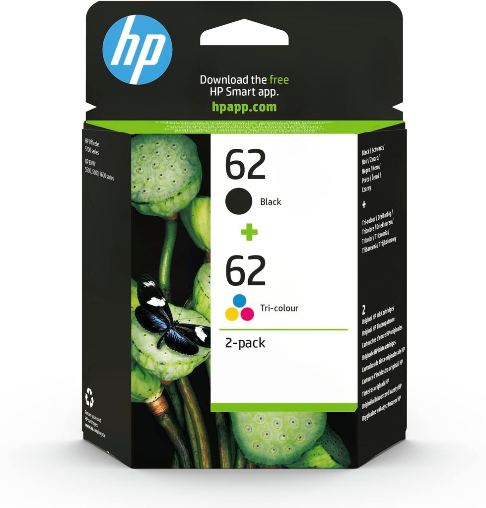 [N9J71AE-935678] Tinta HP 62 original N9J71AE pack negro tricolor TINTA HP 62 ORIGINAL N9J71AE PACK