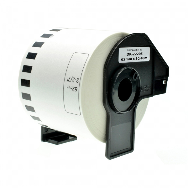 [BR-DK22205] Rollo Etiquetas BROTHER DK22205 62mm x 30,48 metros Compatible Para Impresora Térmica Continua QL500, QL500A, QL500BS, QL500BW, QL550, QL560, QL560VP, QL560YX, QL570, QL580, QL580N, QL650TD, QL700, QL710W, QL720NW, QL720NW, QL800, QL810W, QL820NWB, QL1050