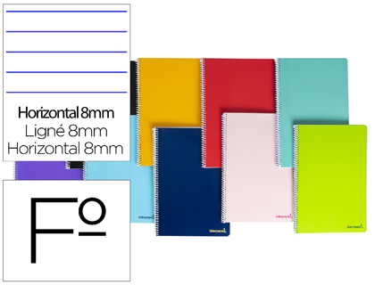 [BF02] CUADERNO ESPIRAL Fº 1 L 60G 80H T/B COLORES