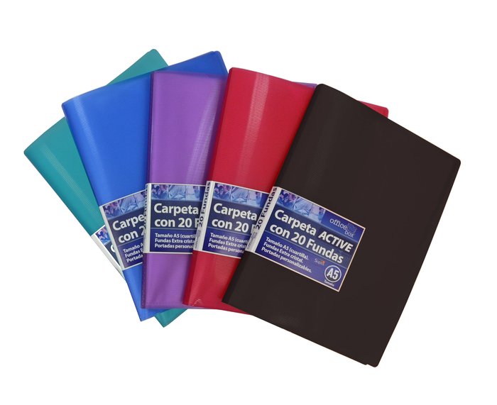 [17215] CARPETA A5 20 FUNDAS SUPRA COLORES SURTIDOS