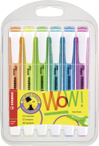 [275/6-3] Marcador Fluorescente 6uds Swing Cool Wow Stabilo