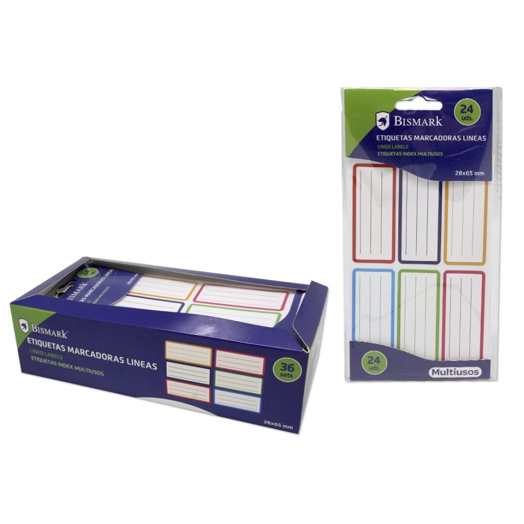 [325718] Etiquetas marcadoras lineas 28X65mm - 24ud BISMARK